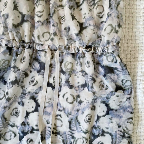 LOFT ann taylor floral print sleeveless ruffle waist tie mini dress sz 8 - Picture 3 of 6